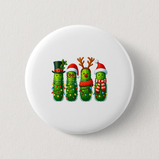 Funny Christmas Ckles With Santa Hats And Lights Button (Vorderseite)