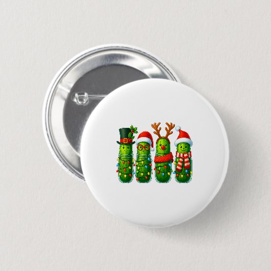 Funny Christmas Ckles With Santa Hats And Lights Button (Vorne & Hinten)