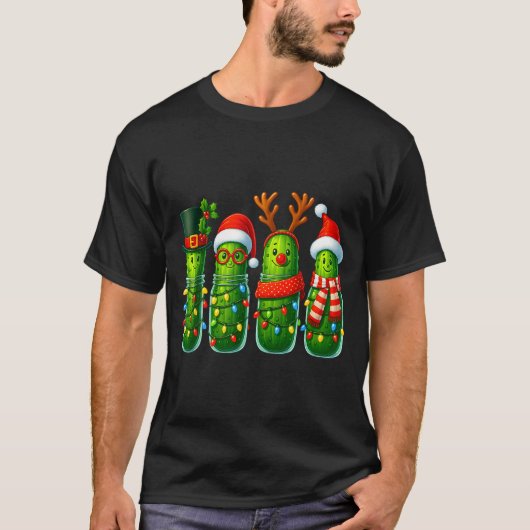 Funny Christmas Ckles With Santa Hats And Lights T-Shirt (Vorderseite)
