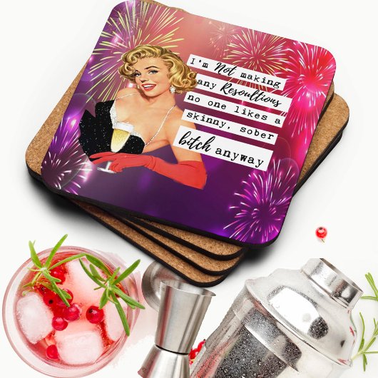 Funny Christmas Coaster Retro Best Friend NYE Getränkeuntersetzer