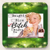 Funny Christmas Coaster Retro Best Friend Santa Getränkeuntersetzer (Vorderseite)
