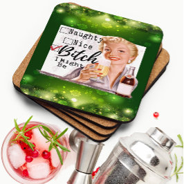 Funny Christmas Coaster Retro Best Friend Santa Getränkeuntersetzer