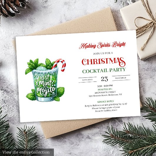 Funny Christmas Cocktails Party festive invite Einladung