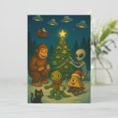 Funny Christmas Conspiracy Feiertagskarte (Stehend Vorderseite)