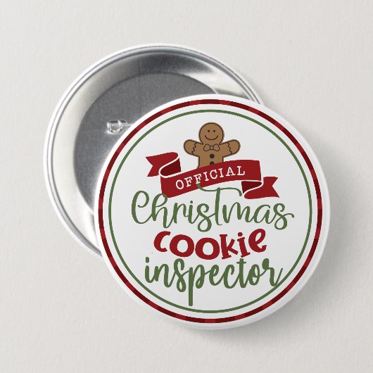 Funny Christmas Cookie Inspector Unglaublich witzi Button (Vorne & Hinten)