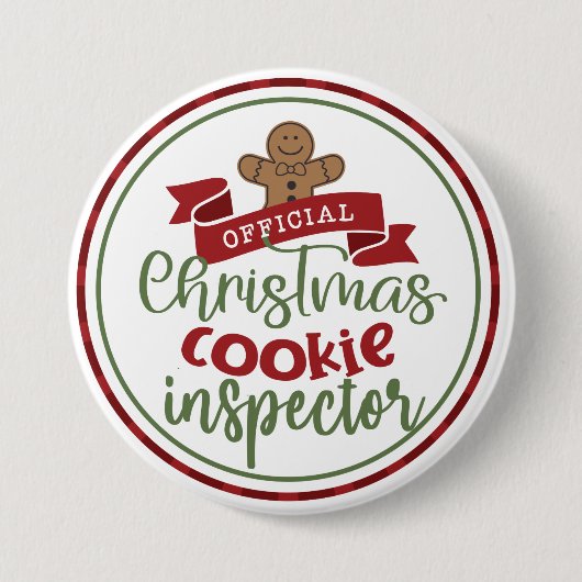 Funny Christmas Cookie Inspector Unglaublich witzi Button (Vorderseite)