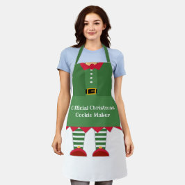 Funny Christmas Cookie Maker Elf Green Red Schürze