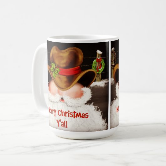 Funny Christmas Cowboy Santa Kaffeetasse (Vorderseite Links)