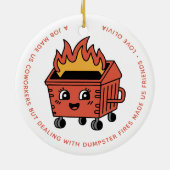 Funny Christmas Coworker Dumpster Fire Keramik Ornament (Hinten)