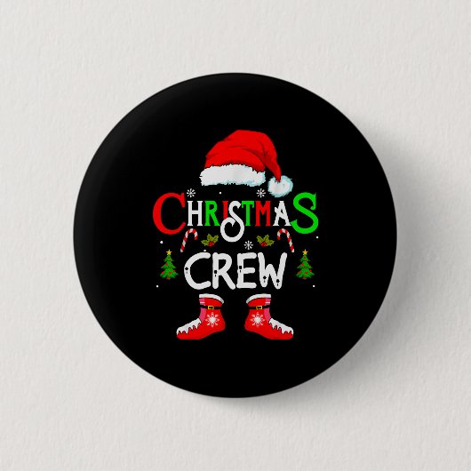 Funny Christmas Crew Xmas Squad Santa Family Pajam Button (Vorderseite)