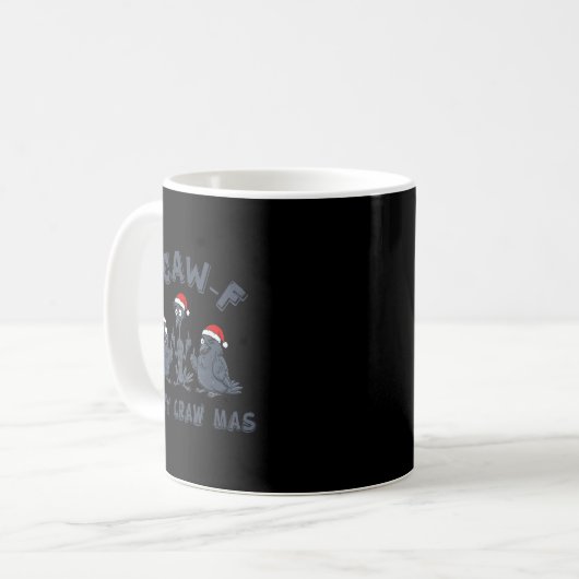 Funny Christmas Crow Graphic – F-caw-f Merry Craw Kaffeetasse (Vorderseite Links)