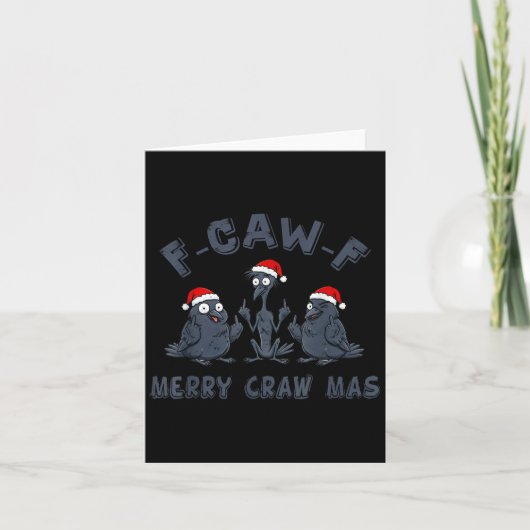 Funny Christmas Crow Graphic – F-caw-f Merry Craw Karte (Vorderseite)