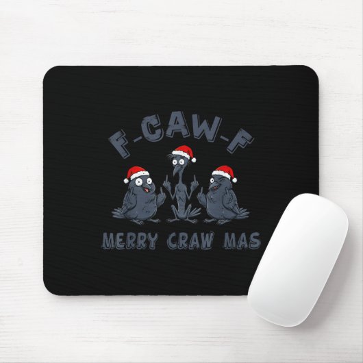 Funny Christmas Crow Graphic – F-caw-f Merry Craw Mousepad (Mit Mouse)