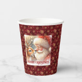 Funny Christmas Cups with Santa Claus and Rudolph Pappbecher (Vorderseite)