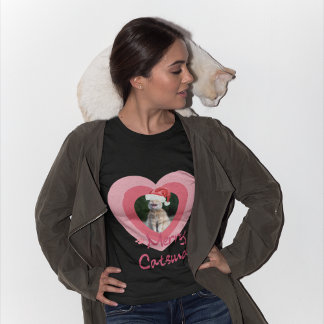 Funny Christmas Custom Cat Foto mit Santa's Hat T-Shirt