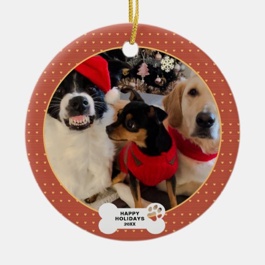 Funny Christmas Custom Pet Foto Keramik Ornament (Vorne)