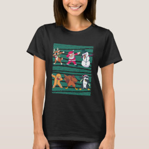 Funny Christmas Dabbing Animals Line Tanzen T-Shirt