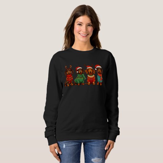Funny Christmas Dachshunds Sweatshirt (Vorne ganz)
