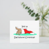 Funny Christmas Dackel Feiertagspostkarte (Stehend Vorderseite)