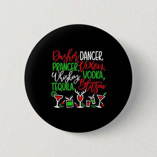 Funny Christmas Dasher Dancer Prancer Vixen Whiske Button (Vorderseite)
