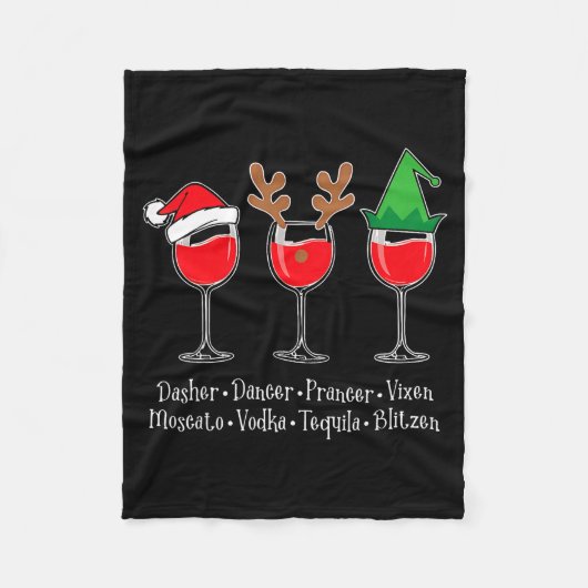 Funny Christmas Dasher Dancer Prancer Vixen Whiske Fleecedecke (Vorderseite)