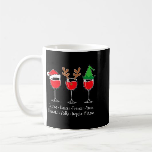 Funny Christmas Dasher Dancer Prancer Vixen Whiske Kaffeetasse (Links)