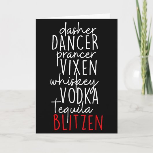 Funny Christmas Dasher Dancer Prancer Vixen Whiske Karte (Vorderseite)