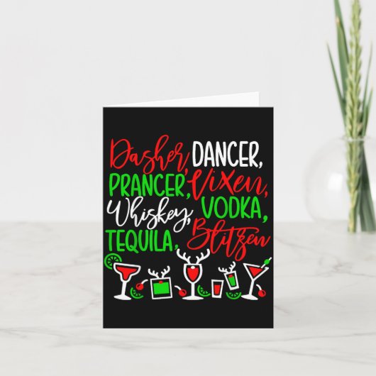 Funny Christmas Dasher Dancer Prancer Vixen Whiske Karte (Vorderseite)