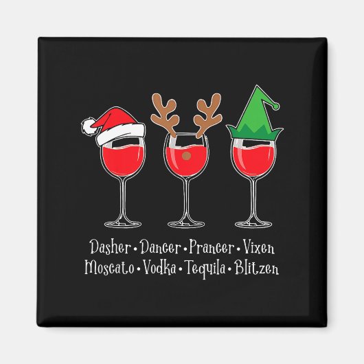 Funny Christmas Dasher Dancer Prancer Vixen Whiske Magnet (Vorne)