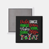 Funny Christmas Dasher Dancer Prancer Vixen Whiske Magnet (Vorderseite/Rückseite)
