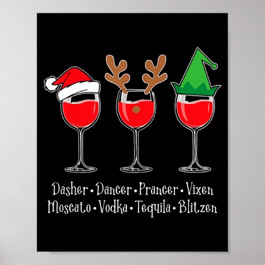 Funny Christmas Dasher Dancer Prancer Vixen Whiske Poster (Vorne)