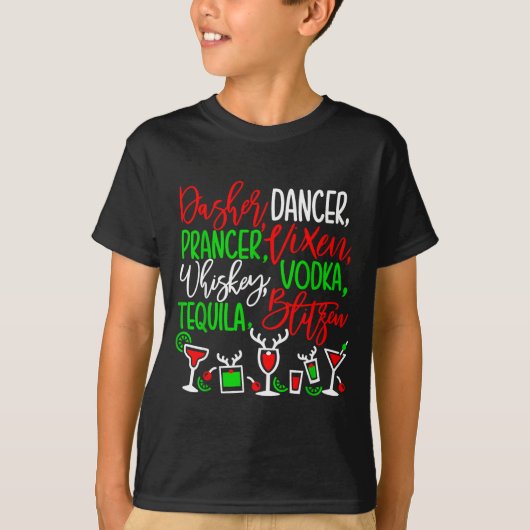 Funny Christmas Dasher Dancer Prancer Vixen Whiske T-Shirt (Vorderseite)