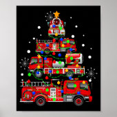 Funny Christmas Decor Firefighter Truck Christmas Poster (Vorne)