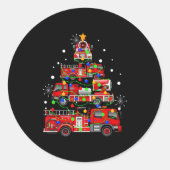 Funny Christmas Decor Firefighter Truck Christmas Runder Aufkleber (Vorderseite)