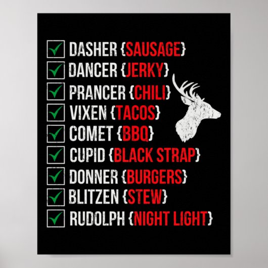 Funny Christmas Deer Hunters Santas Reindeer Meat  Poster (Vorne)