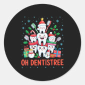 Funny Christmas Dentist Xmas Dental Oh Dentistree Runder Aufkleber (Vorderseite)