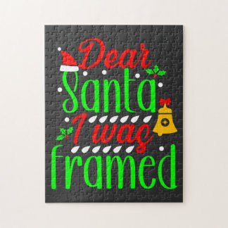 Funny Christmas Design "Lieber Santa i war gerahmt Puzzle