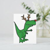 Funny Christmas Dinosaur als Rentier Feiertagspostkarte (Stehend Vorderseite)