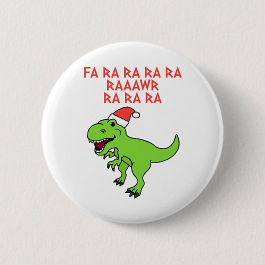 Funny Christmas Dinosaur Button (Vorderseite)