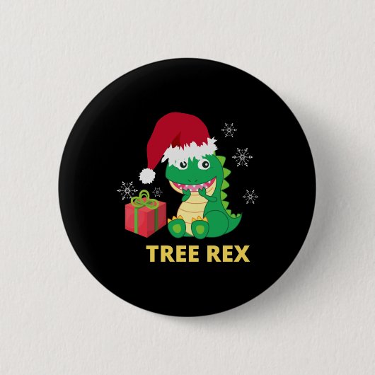 Funny Christmas Dinosaur Tree Rex Button (Vorderseite)
