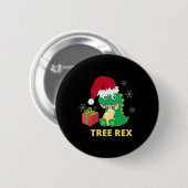 Funny Christmas Dinosaur Tree Rex Button (Vorne & Hinten)