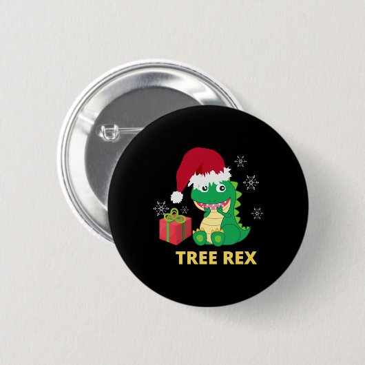 Funny Christmas Dinosaur Tree Rex Button (Vorne & Hinten)