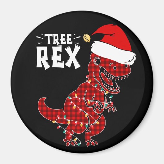 Funny Christmas Dinosaur Tree Rex Magnet (Vorne)