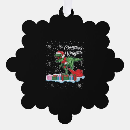 Funny Christmas Dinosaur Wraptor Velociraptor Ornament Karte (Vorderseite)