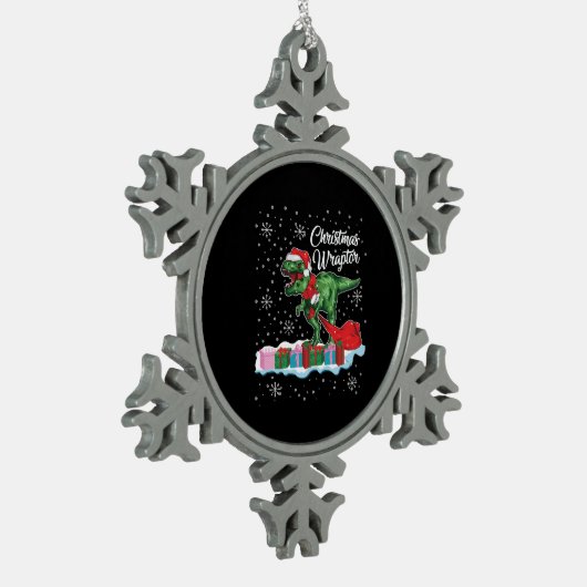 Funny Christmas Dinosaur Wraptor Velociraptor Schneeflocken Zinn-Ornament (Links)