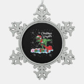 Funny Christmas Dinosaur Wraptor Velociraptor Schneeflocken Zinn-Ornament (Vorderseite)
