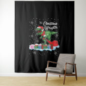 Funny Christmas Dinosaur Wraptor Velociraptor Wandteppich (Beispiel)