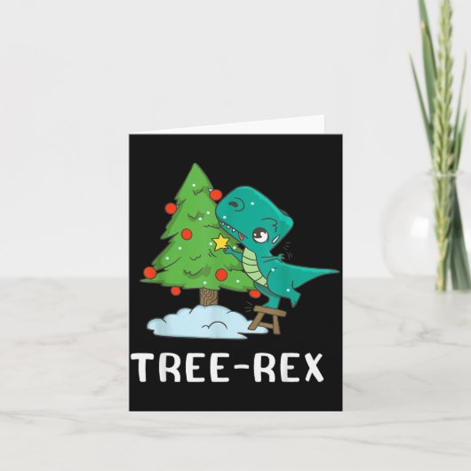 Funny Christmas Dinosaurs Christmas Tree Rex Cute Karte (Vorderseite)