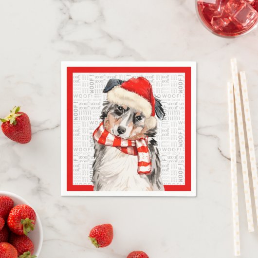 Funny Christmas Dog Australian Shepherd Party Serviette (Beispiel)
