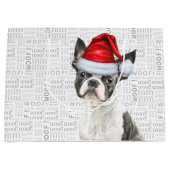 Funny Christmas Dog Boston Terrier Holiday Große Geschenktüte (Vorderseite)